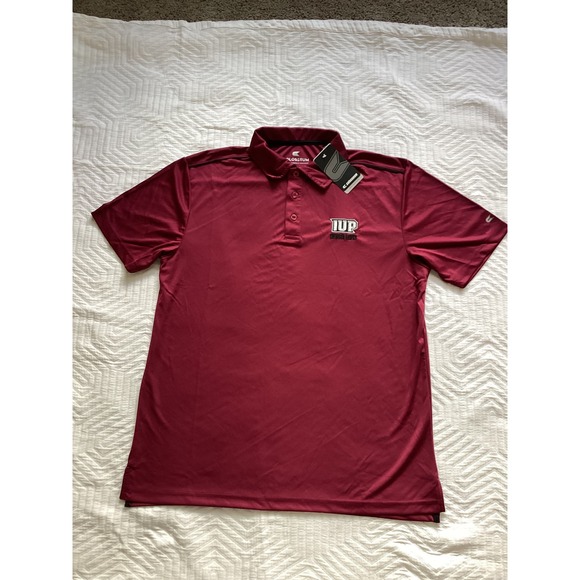 IUP Crimson Hawks Colosseum Polo Shirt Mens Large Burgundy NWT - Picture 1 of 8